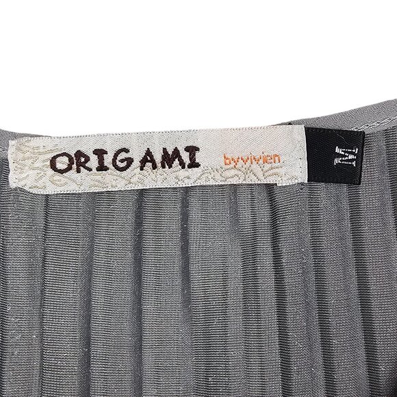 Shiny Pleated Dress Regency Core Party Glam Velvet Gray Origami by Vivien M - Picture 15 of 16